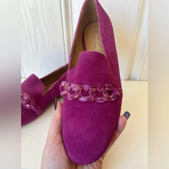 Violet & Red Simone Fuchsia Suede Chain Loafer Flats Size 7 New - Picture 3 of 6